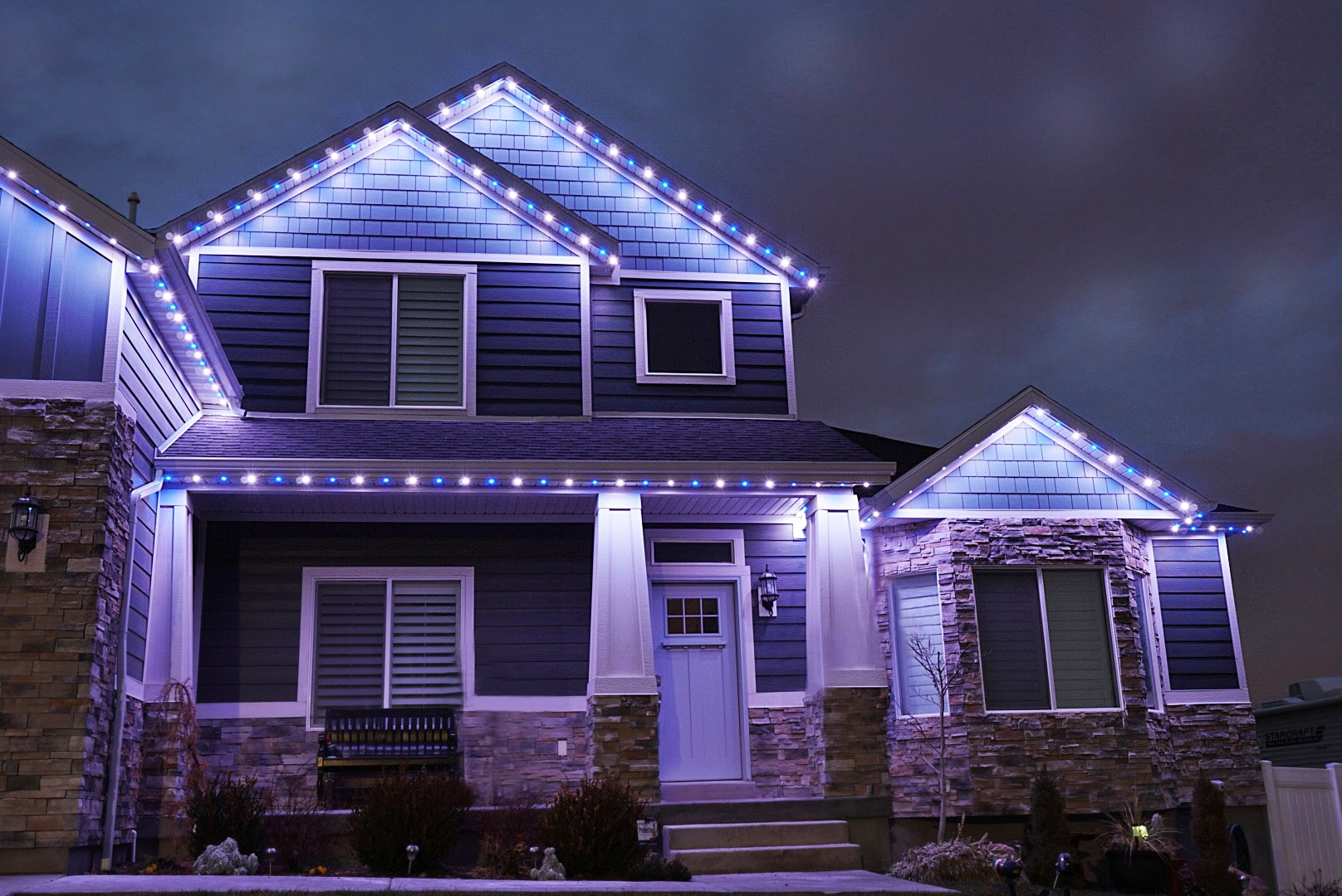 Lights on the exterior of the home